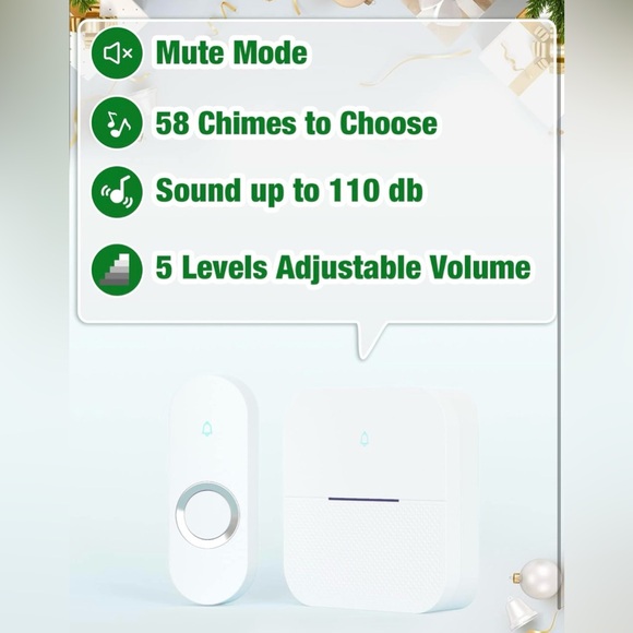 AIDA Lighted Wireless Waterproof Doorbell 1,000ft Range, 58 Doorbell Chimes -NWT - Picture 3 of 9